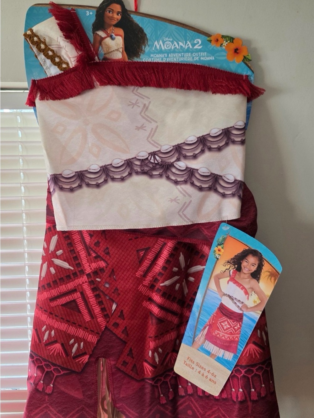 Disney Girls Maroon and Cream Moana 2 Costume NWT Halloween Costume 2 piece.
